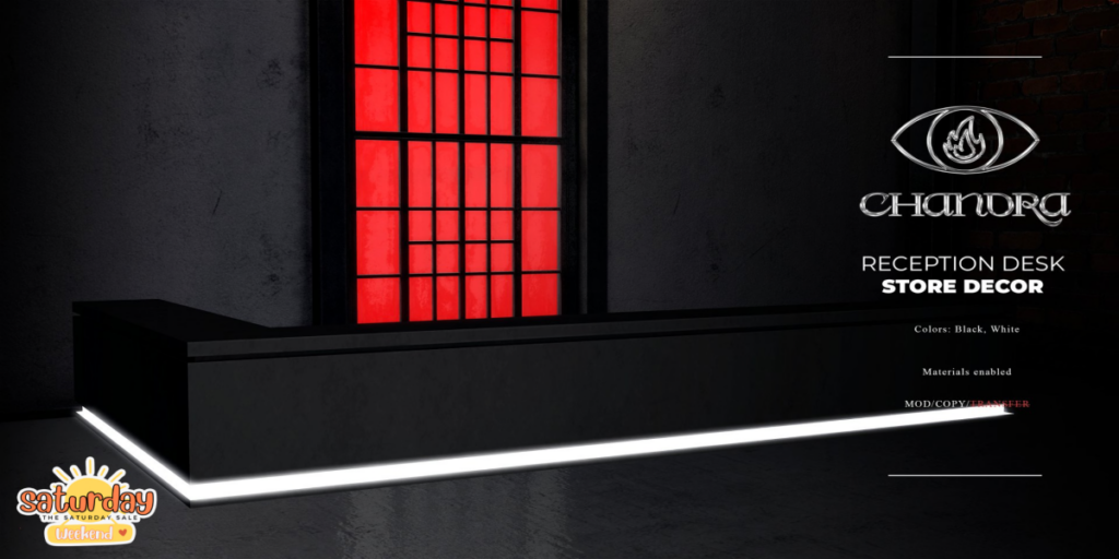 Reception Desk Store Decor	&lt;a href=&quot;http://maps.secondlife.com/secondlife/Hell%20Fire/61/64/502&quot; target=&quot;_blank&quot;&gt;Teleport&lt;/a&gt;