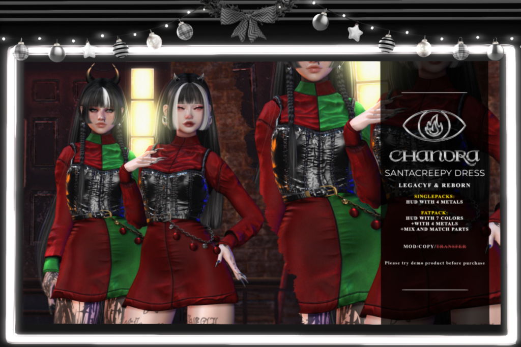 SantaCreepy Dress - Legacy/Reborn, L$275 each/L$1000 FP
