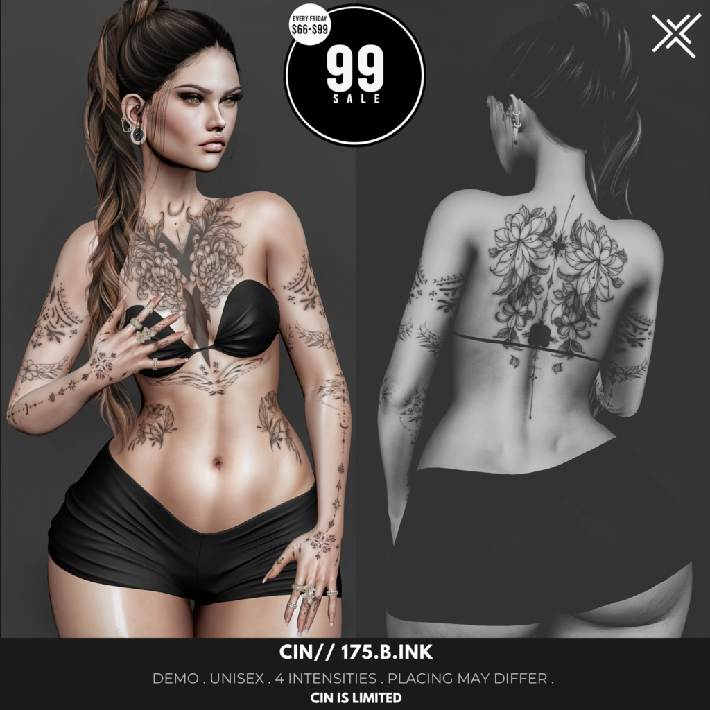 175.B.Ink Tattoo - BOM	<a href="http://maps.secondlife.com/secondlife/Toxic/205/164/2003" target="_blank">Teleport</a>