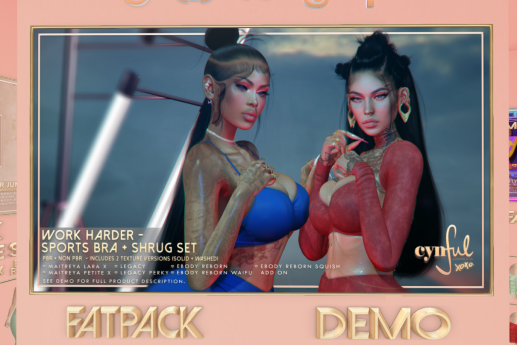 Work Harder Sports Bra &amp; Shrug - Legacy/MaitreyaX/Reborn/+mods, L$299-L$999 each/L$1999 FP