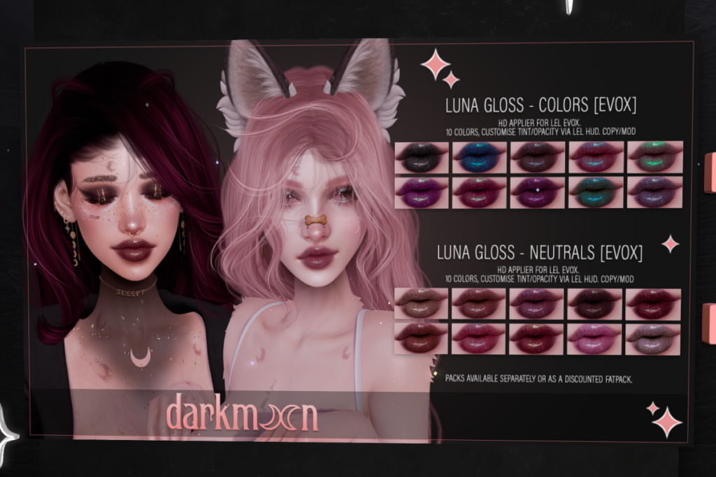 Luna Colors and Neutrals Gloss - EvoX, L$300 each/L$550 FP