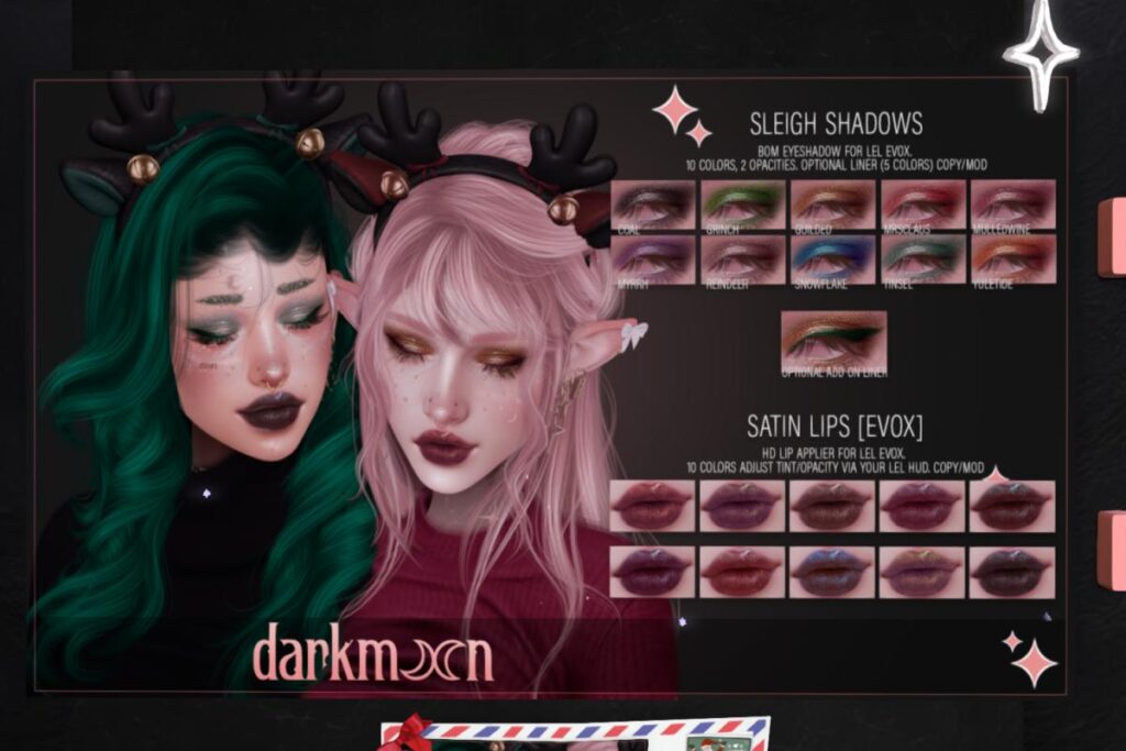 Sleigh Shadows - EvoX, L$300 | Satin Lips - EvoX, L$300