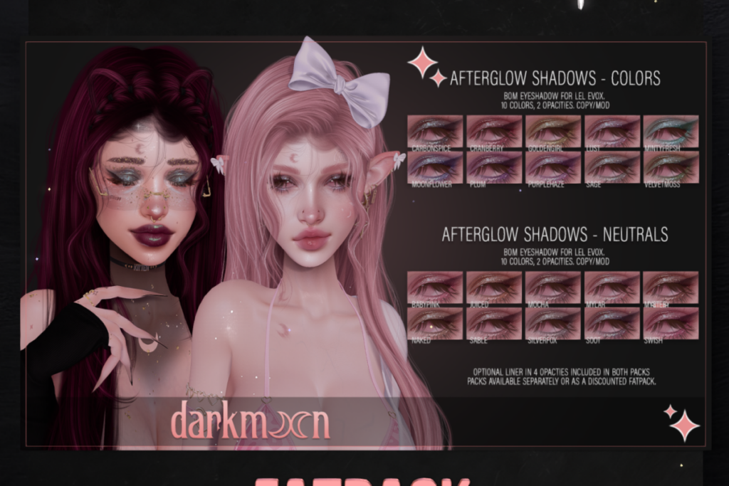 Afterglow Shadows - Evo X, L$300 each/L$550 FP