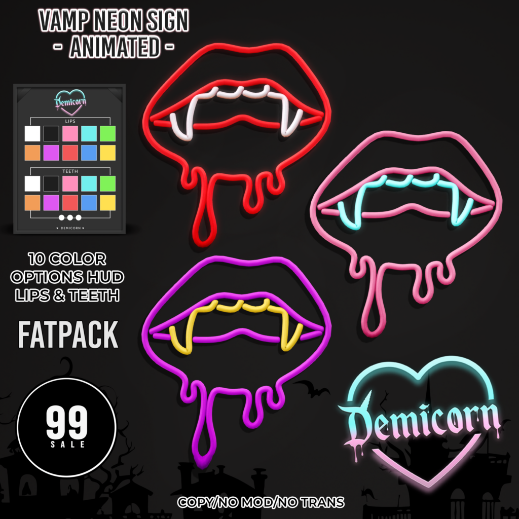 Vamp Neon Sign	<a href="http://maps.secondlife.com/secondlife/Land%20Rentals/162/203/26" target="_blank">Teleport</a>
