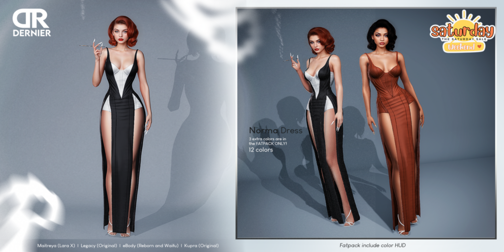 Norma Dress - Inithium/Legacy/Maitreya/Reborn/+mods	&lt;a href=&quot;https://maps.secondlife.com/secondlife/DERNIER/117/141/1006&quot; target=&quot;_blank&quot;&gt;Teleport&lt;/a&gt;