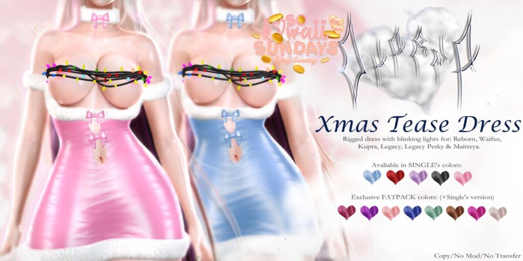 Xmas Tease Dress - Inithium/Legacy/Maitreya/Reborn/+mods	&lt;a href=&quot;http://maps.secondlife.com/secondlife/Ancient%20Sanctuary/62/218/1704&quot; target=&quot;_blank&quot;&gt;Teleport&lt;/a&gt;