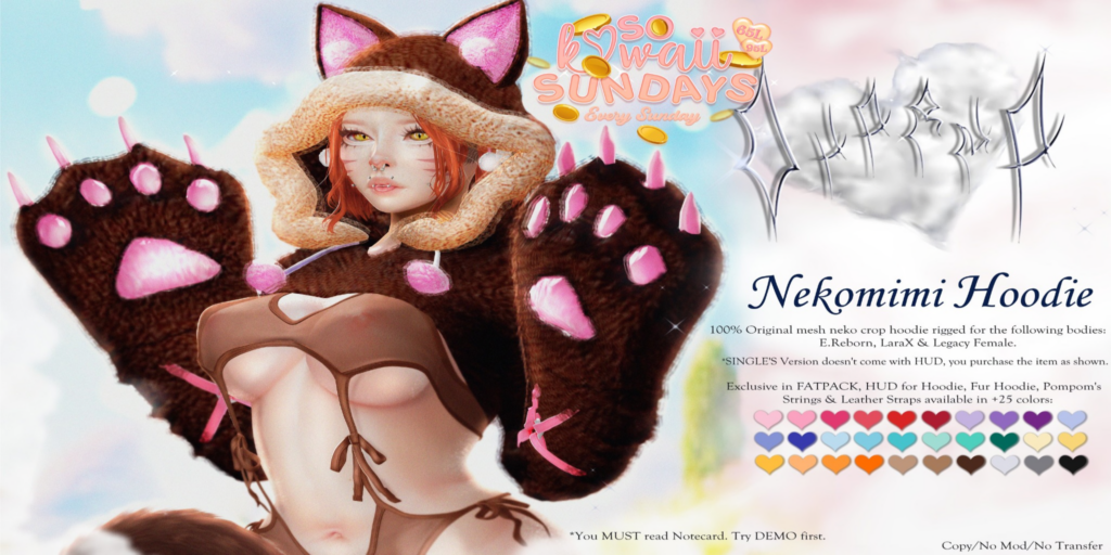 Nekomimi Hoodie - Legacy/MaitreyaX/Reborn	&lt;a href=&quot;http://maps.secondlife.com/secondlife/Ancient%20Sanctuary/62/218/1704&quot; target=&quot;_blank&quot;&gt;Teleport&lt;/a&gt;