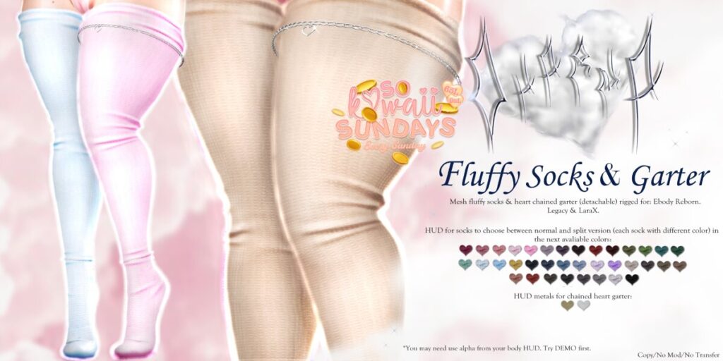 Fluffy Socks &amp; Garter - Legacy/MaitreyaX/Reborn	&lt;a href=&quot;http://maps.secondlife.com/secondlife/Ancient%20Sanctuary/62/218/1704&quot; target=&quot;_blank&quot;&gt;Teleport&lt;/a&gt;