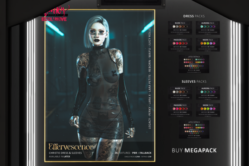 Christie Dress &amp; Sleeves - Legacy/MaitreyaX/Reborn/+mods, L$299-L$499 each/L$999-L$1749 each FP/L$2249 MP