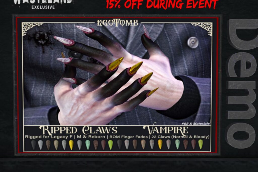 Vampire Ripped Claws - Legacy F+M/Reborn, L$339