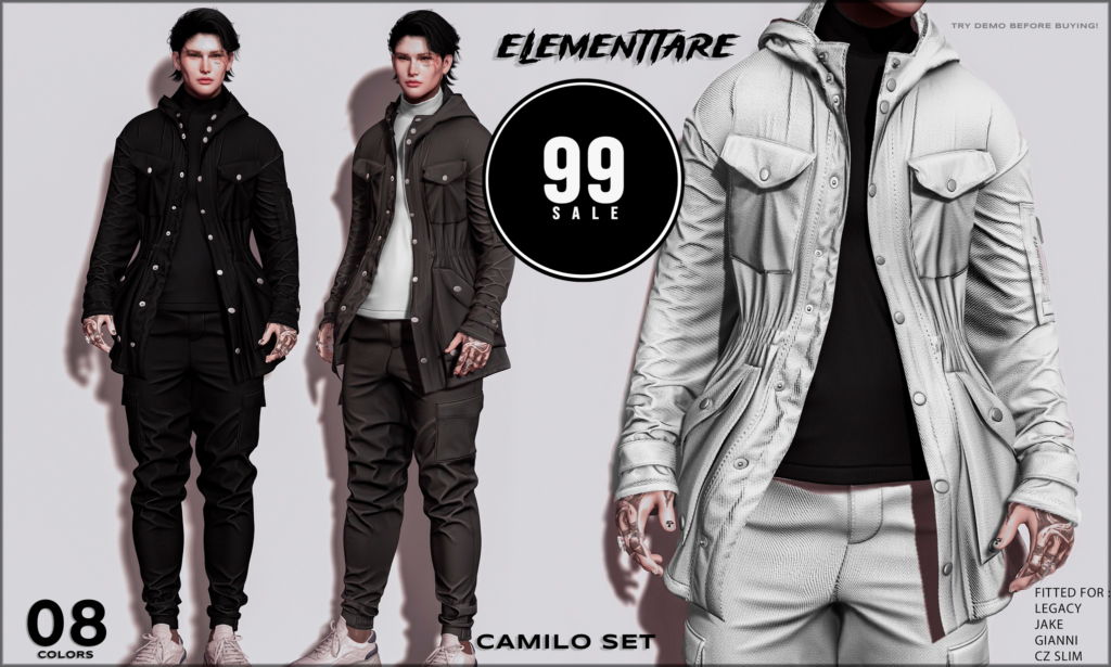 Camilo Set - CZ Slim/Gianni/Jake/Legacy	&lt;a href=&quot;http://maps.secondlife.com/secondlife/Heartbreak/116/99/100&quot; target=&quot;_blank&quot;&gt;Teleport&lt;/a&gt;
