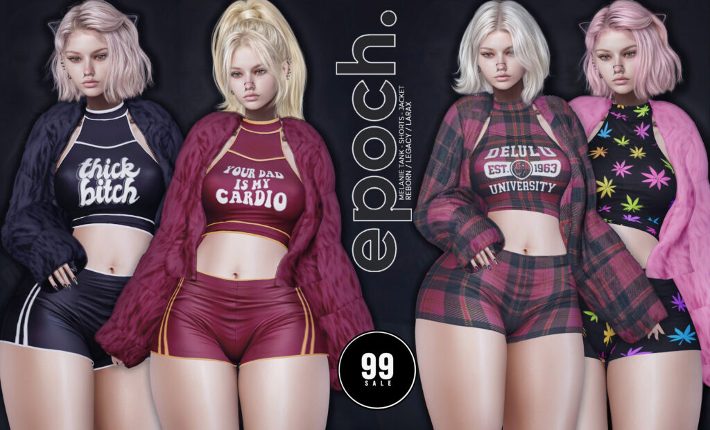 Melanie Tank, Shorts, &amp; Jacket - Legacy/MaitreyaX/Reborn	<a href="http://maps.secondlife.com/secondlife/Chaotic%20Good/150/169/476" target="_blank">Teleport</a>