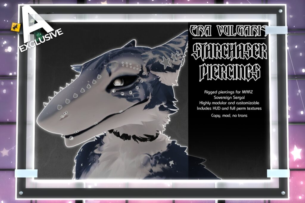 Starchaser Piercings - Marz Sovereign Sergal, L$450 FP