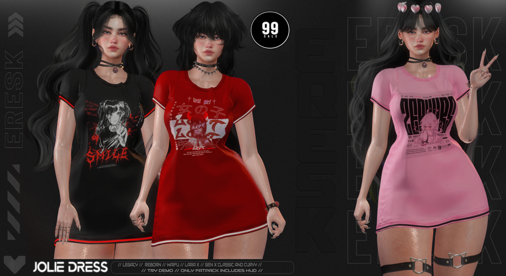 Jolie Dress - GenX/Legacy/MaitreyaX/Reborn/+mods	<a href="http://maps.secondlife.com/secondlife/Rapturous%20Isle/58/201/22" target="_blank">Teleport</a>