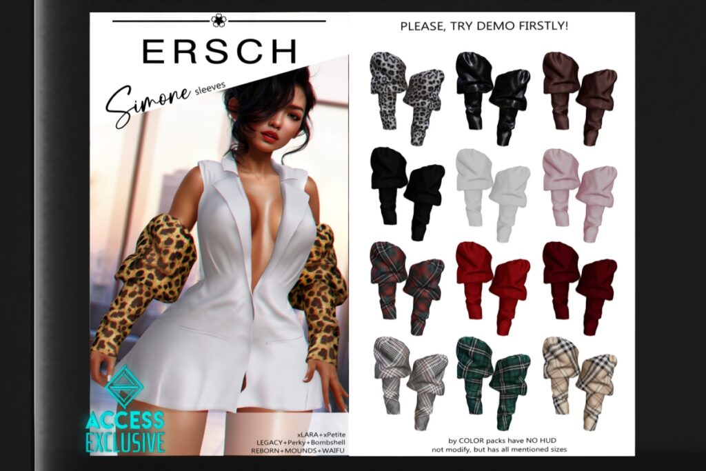 Simone Sleeves - Legacy/MaitreyaX/Reborn/+mods, L$249 each/L$999 FP