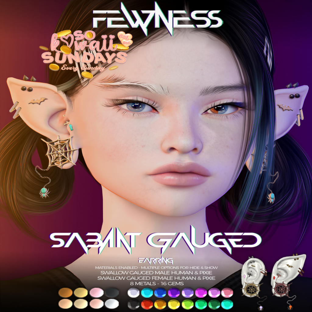 Sabant Gauged Earrings - Swallow Gauged M+F Human+Pixie	&lt;a href=&quot;http://maps.secondlife.com/secondlife/Moonstar/141/89/43&quot; target=&quot;_blank&quot;&gt;Teleport&lt;/a&gt;