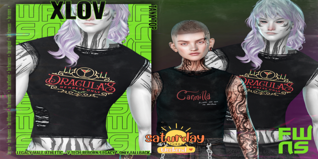 Xlov Tank Top - Legacy M/Legacy V-Tech/Reborn V-tech/+mods	&lt;a href=&quot;http://maps.secondlife.com/secondlife/Moonstar/141/89/43&quot; target=&quot;_blank&quot;&gt;Teleport&lt;/a&gt;