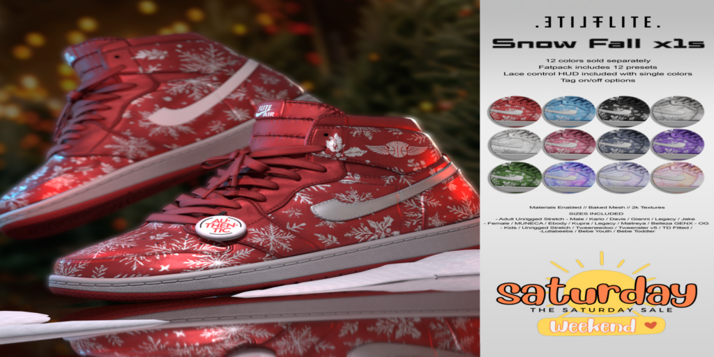 Snow Fall x1s Sneakers - see ad for fits	&lt;a href=&quot;http://maps.secondlife.com/secondlife/Yesterday/112/49/25&quot; target=&quot;_blank&quot;&gt;Teleport&lt;/a&gt;