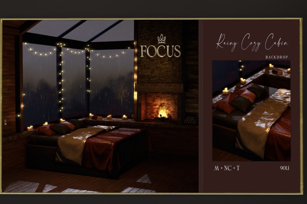 Rainy Cozy Cabin Backdrop, L$299