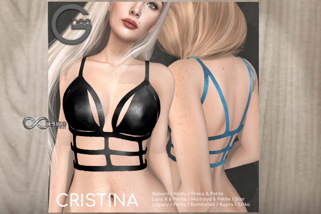 Cristina Top - Erika/Inithium/Leagacy/Maitreya/Prima/Reborn/Star/+mods, L$179 each/L$1399 FP
