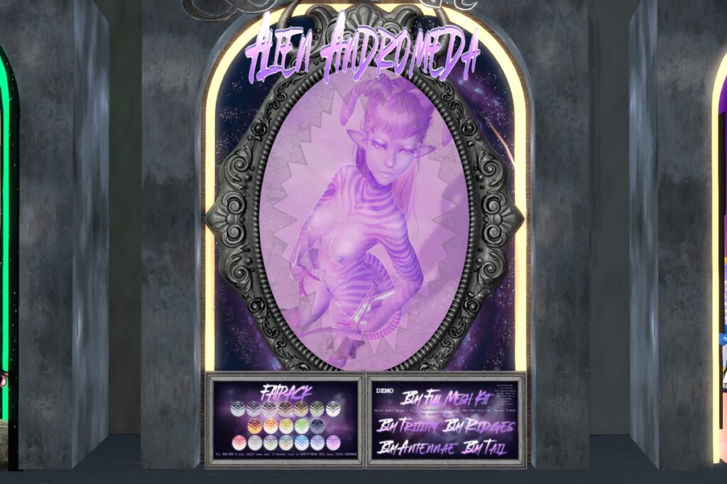 Alien Andromeda Skin - BOM/EvoX, L$350 each/L$2000 FP | Alien Andromeda Mesh Kit, L$399-L$499 each/L$1499 FP