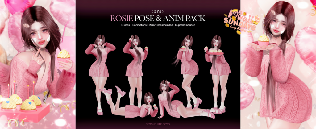 Rosie Poses Props &amp; Animations	&lt;a href=&quot;https://maps.secondlife.com/secondlife/Dear/19/131/753&quot; target=&quot;_blank&quot;&gt;Teleport&lt;/a&gt;