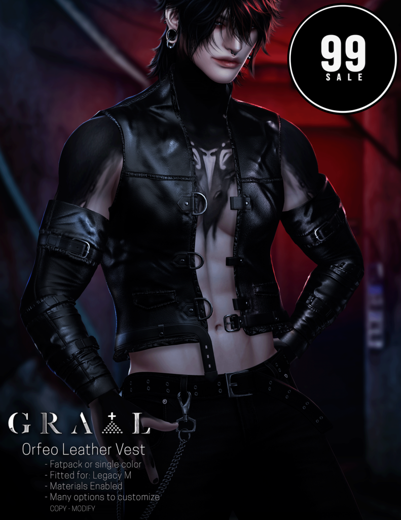 Orfeo Leather Vest - Legacy	&lt;a href=&quot;http://maps.secondlife.com/secondlife/Hell%20Fire/19/102/503&quot; target=&quot;_blank&quot;&gt;Teleport&lt;/a&gt;