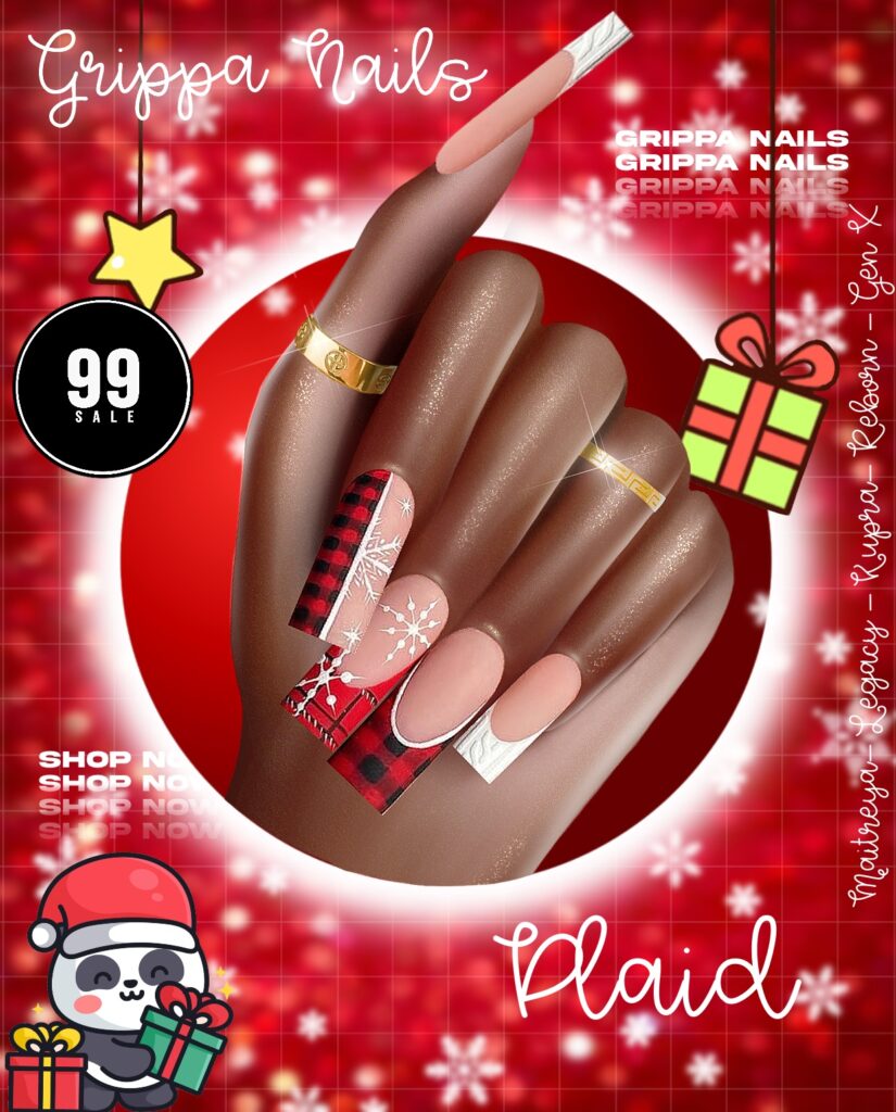 Plaid Nails - GenX/Inithium/Legacy/Maitreya/Reborn	&lt;a href=&quot;http://maps.secondlife.com/secondlife/Golden%20Marina/78/58/3029&quot; target=&quot;_blank&quot;&gt;Teleport&lt;/a&gt;