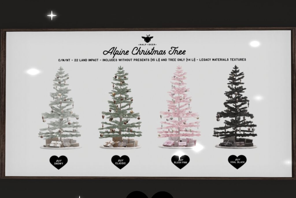 Alpine Christmas Tree, L$399 each/L$799 FP