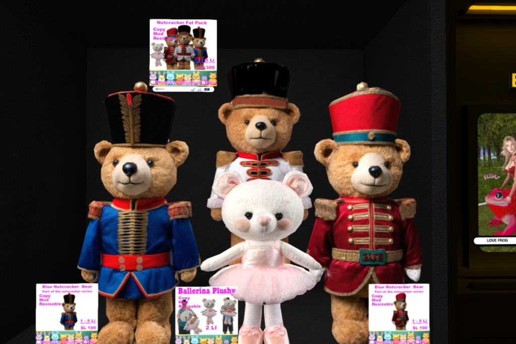 Nutcracker Stuffed Animals, L$100-168 each/L$300 Fatpack