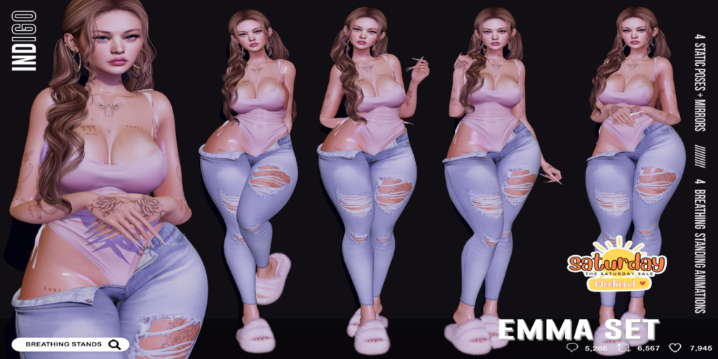 Emma Poses	&lt;a href=&quot;http://maps.secondlife.com/secondlife/Palmetta/140/32/1698&quot; target=&quot;_blank&quot;&gt;Teleport&lt;/a&gt;