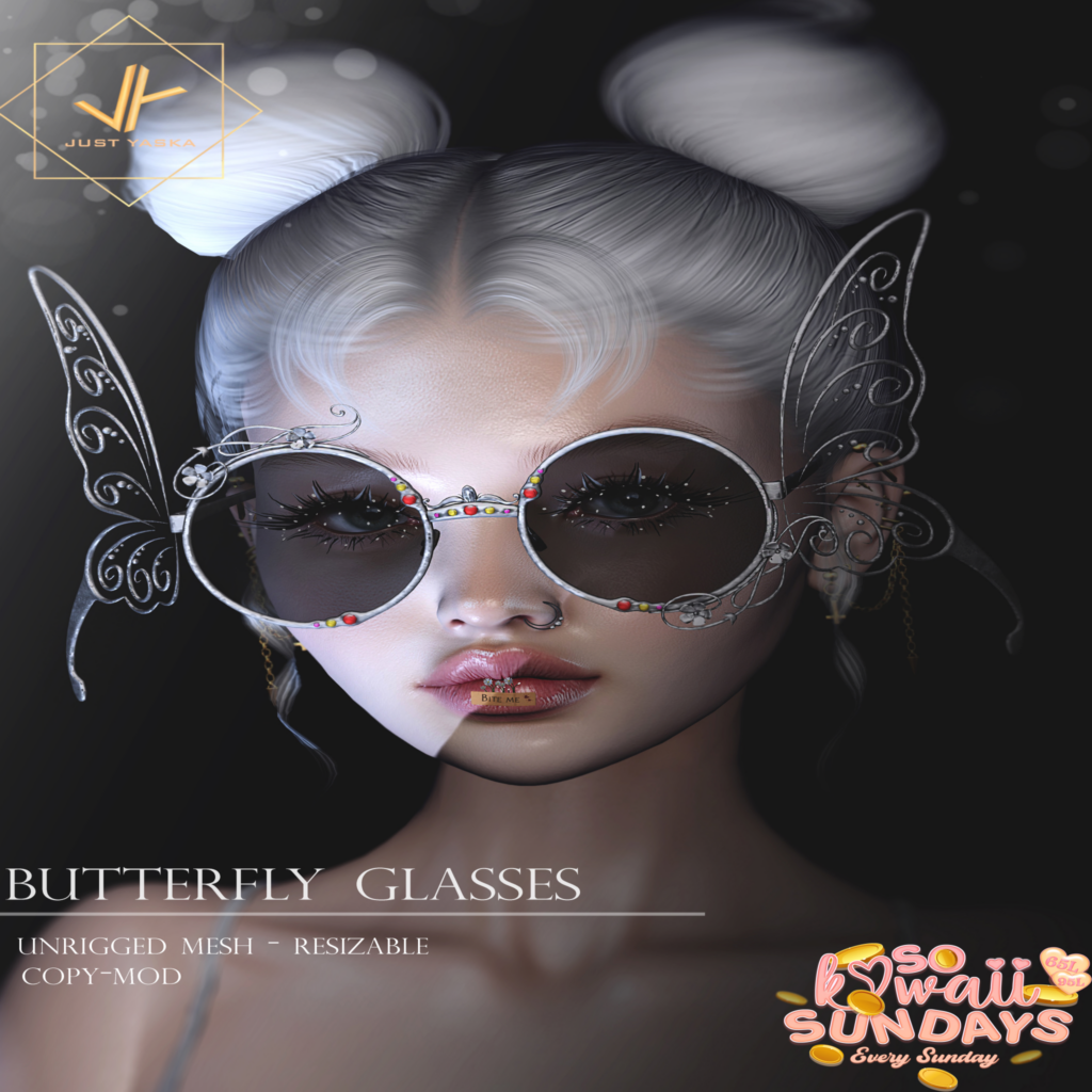 Butterfly Glasses	&lt;a href=&quot;http://maps.secondlife.com/secondlife/Cobra/238/27/2001&quot; target=&quot;_blank&quot;&gt;Teleport&lt;/a&gt;