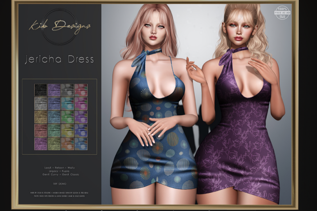 Jericha Dress - GenX/Inithium/Legacy/MaitreyaX/Reborn/+mods, L$99 each/L$630 FP