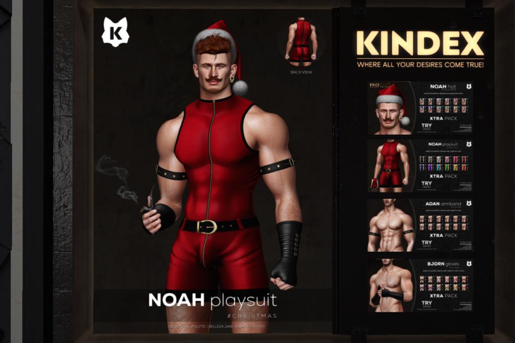 Noah Playsuit - Jake/Kario Fit+Flex/Legacy/+mods, L$252 each/L$1782 FP | Noah Hat, L$99 each/L$749 FP