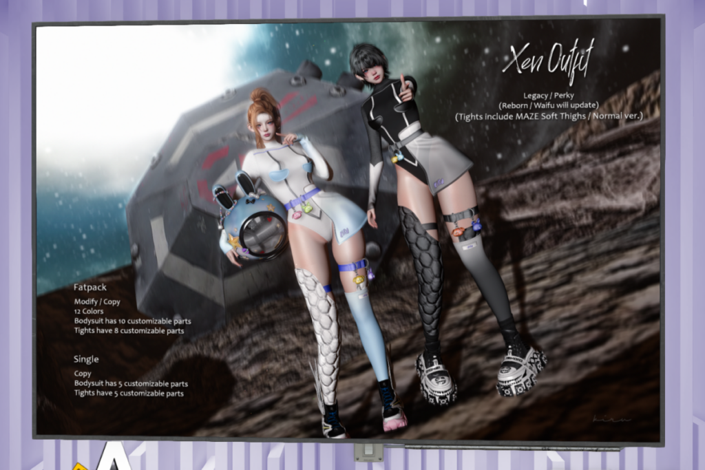 Xen Outfit - Legacy/+mods, L$280-L$300 each/L$1300 FP
