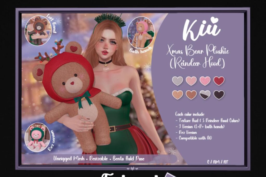 Xmas Bear Plushie Holdable, L$299 each/L$1200 FP