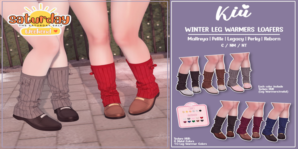 Winter Leg Warmers Loafers - Legacy/Maitreya/Reborn/+mods	&lt;a href=&quot;http://maps.secondlife.com/secondlife/Berwick%20Land/47/97/988&quot; target=&quot;_blank&quot;&gt;Teleport&lt;/a&gt;