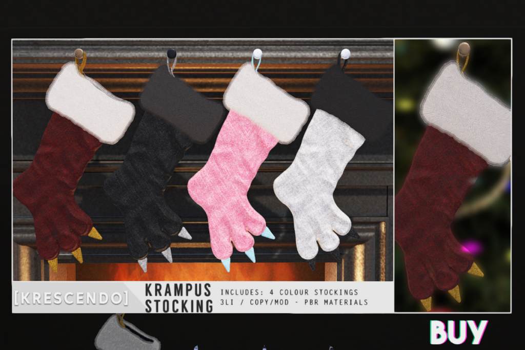 Krampus Stocking	&lt;a href=&quot;http://maps.secondlife.com/secondlife/SkyBeam%20Hideaway/215/236/4022&quot; target=&quot;_blank&quot;&gt;Teleport&lt;/a&gt;