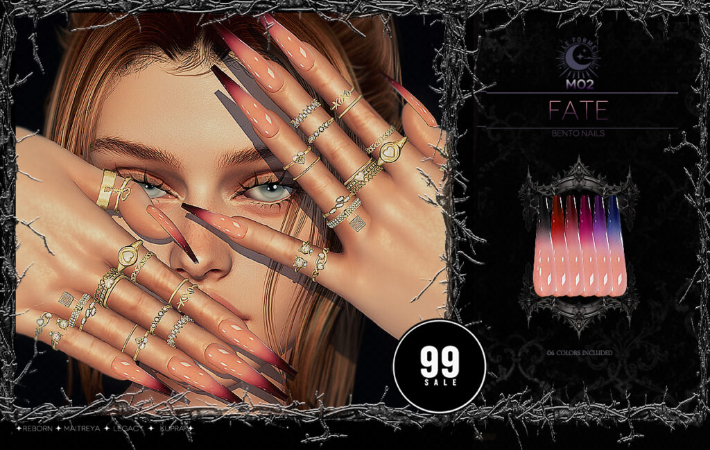 M02 Fate Nails - Inithium/Legacy/Maitreya/Reborn	<a href="http://maps.secondlife.com/secondlife/Flamingo%20District/208/76/2203" target="_blank">Teleport</a>