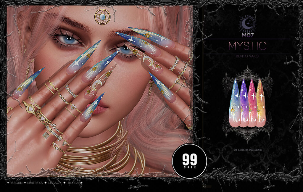 M07 Mystic Nails - Inithium/Legacy/Maitreya/Reborn	&lt;a href=&quot;http://maps.secondlife.com/secondlife/Flamingo%20District/208/76/2203&quot; target=&quot;_blank&quot;&gt;Teleport&lt;/a&gt;