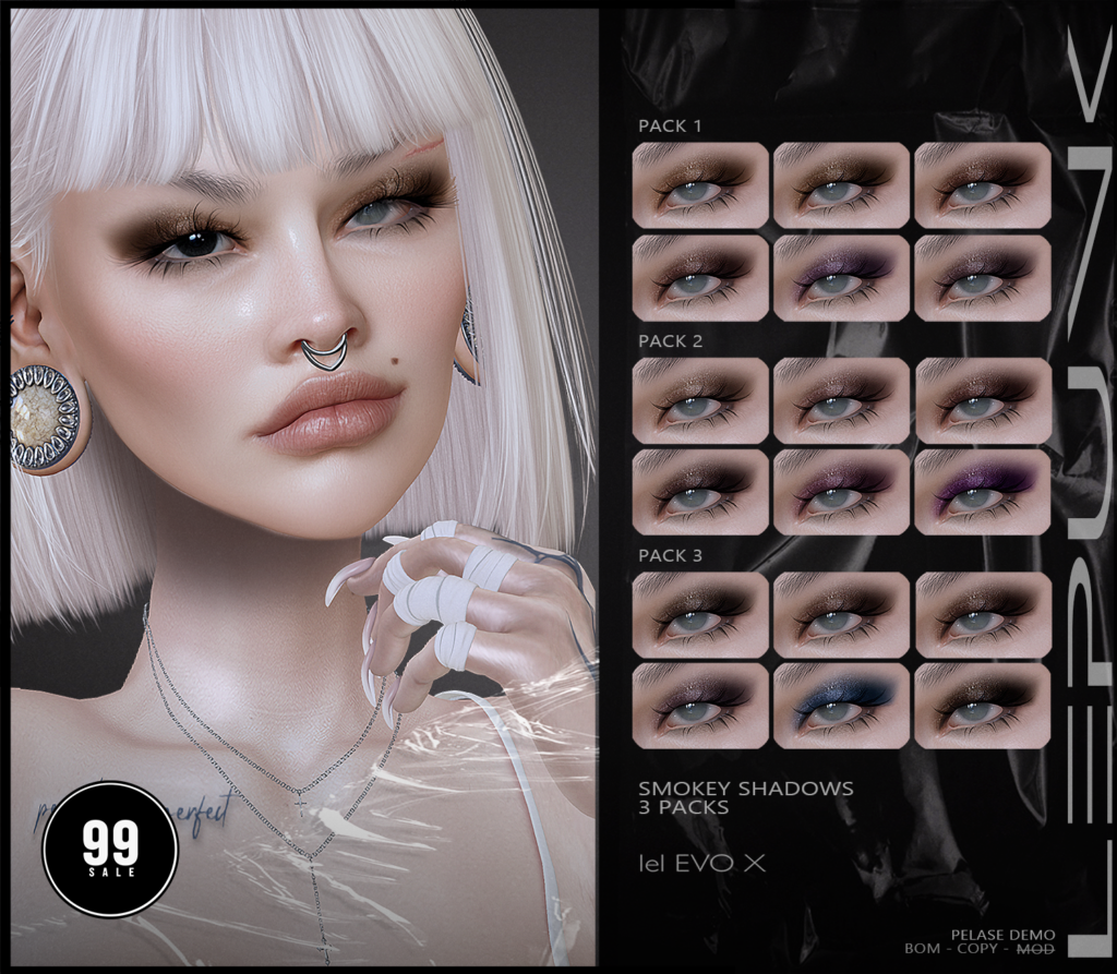 Smokey Shadows - EvoX	&lt;a href=&quot;http://maps.secondlife.com/secondlife/xLUMINOUS%20HALLWAYx/127/61/22&quot; target=&quot;_blank&quot;&gt;Teleport&lt;/a&gt;