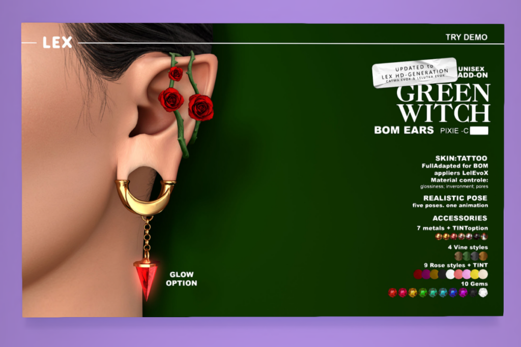 Green Witch - CatwaX/EvoX/Lex	&lt;a href=&quot;http://maps.secondlife.com/secondlife/Clair%20Obscur/132/47/23&quot; target=&quot;_blank&quot;&gt;Teleport&lt;/a&gt;