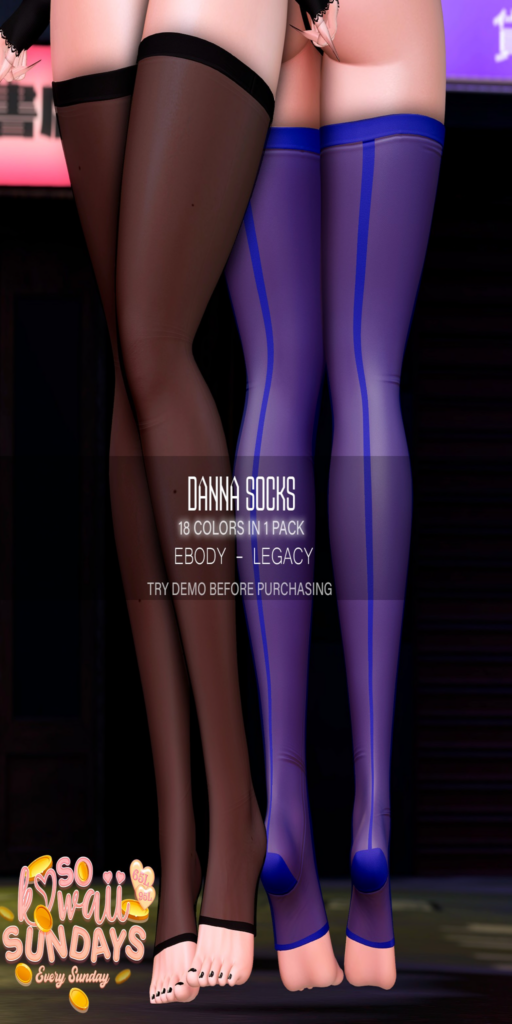Danna Socks - Legacy/Reborn	&lt;a href=&quot;http://maps.secondlife.com/secondlife/Crystal%20Isle/132/128/60&quot; target=&quot;_blank&quot;&gt;Teleport&lt;/a&gt;