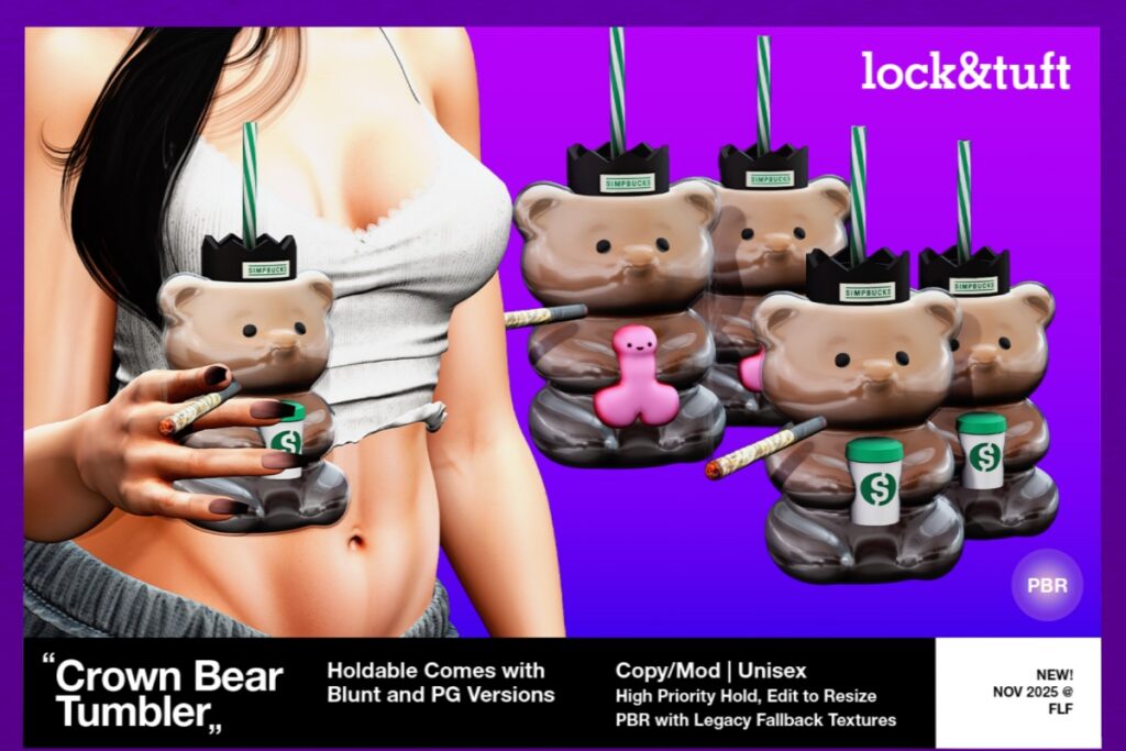 Crown Bear Tumbler Holdable &amp; Decor	&lt;a href=&quot;http://maps.secondlife.com/secondlife/Oblivion/17/32/1339&quot; target=&quot;_blank&quot;&gt;Teleport&lt;/a&gt;