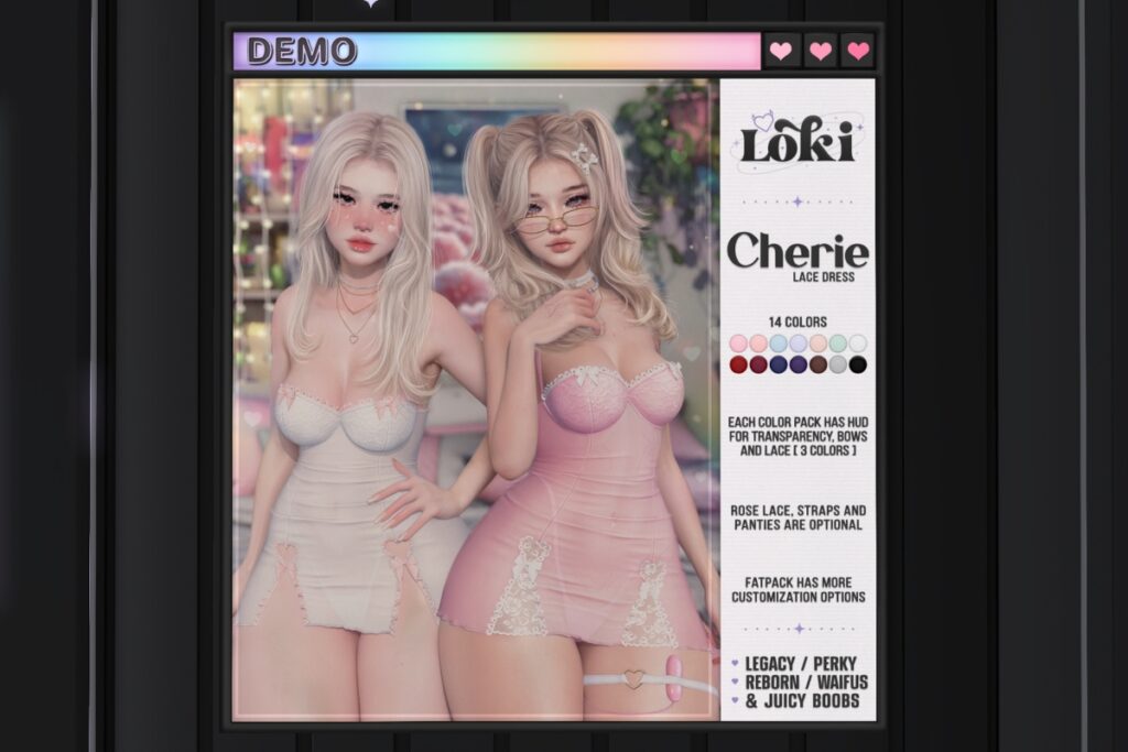 Cherie Dress - Legacy/Reborn/+mods, L$249 each/L$1299 FP