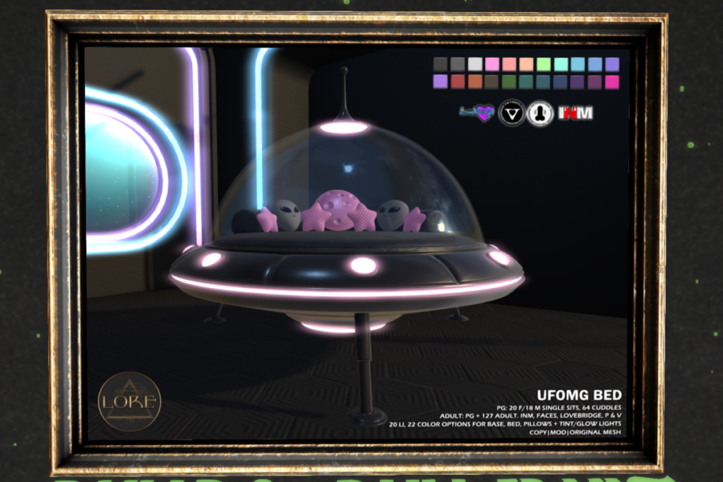 UFOmg Bed, L$713-L$1650 each