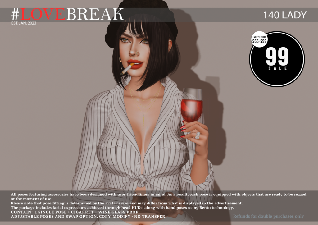 140 Lady Pose with Props	&lt;a href=&quot;http://maps.secondlife.com/secondlife/Bloom%20Light/51/192/41&quot; target=&quot;_blank&quot;&gt;Teleport&lt;/a&gt;