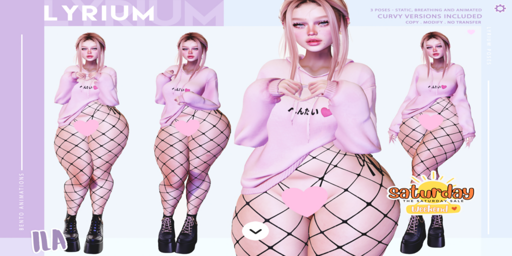 Ila Poses	&lt;a href=&quot;https://maps.secondlife.com/secondlife/Lunar%20and%20Friends/151/89/19&quot; target=&quot;_blank&quot;&gt;Teleport&lt;/a&gt;