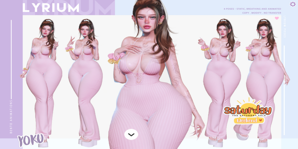 Yoku Poses	&lt;a href=&quot;https://maps.secondlife.com/secondlife/Lunar%20and%20Friends/161/89/19&quot; target=&quot;_blank&quot;&gt;Teleport&lt;/a&gt;