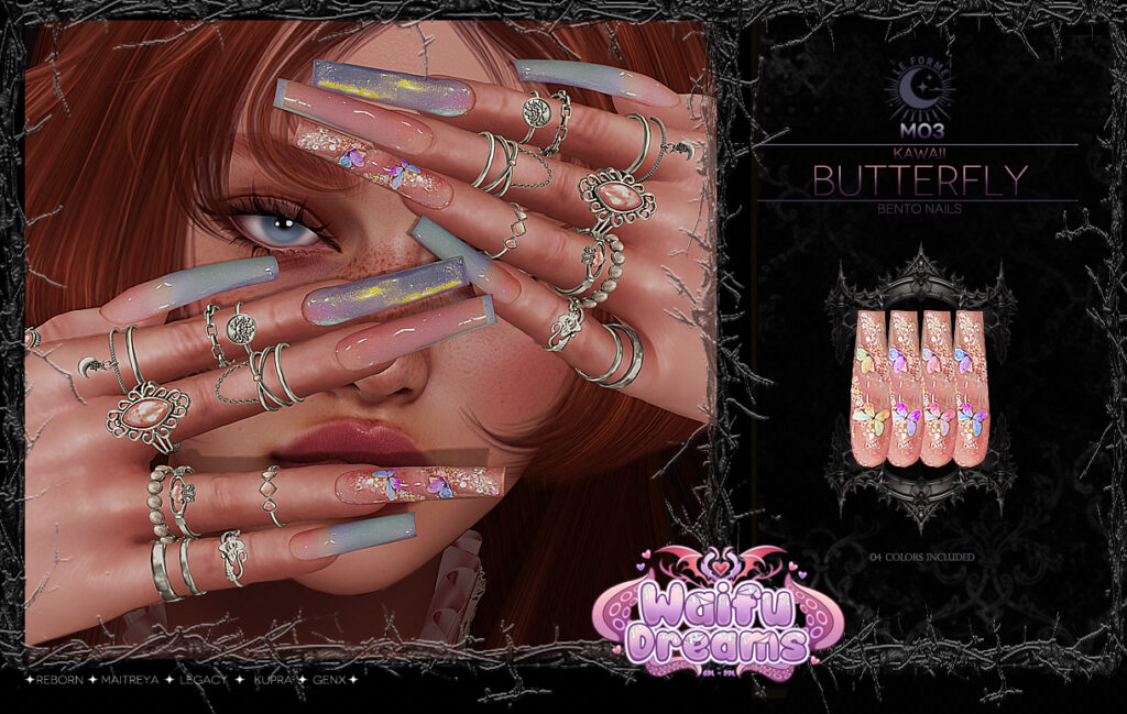 M03 Kawaii Butterfly Nails - GenX/Inithium/Legacy/Maitreya/Reborn